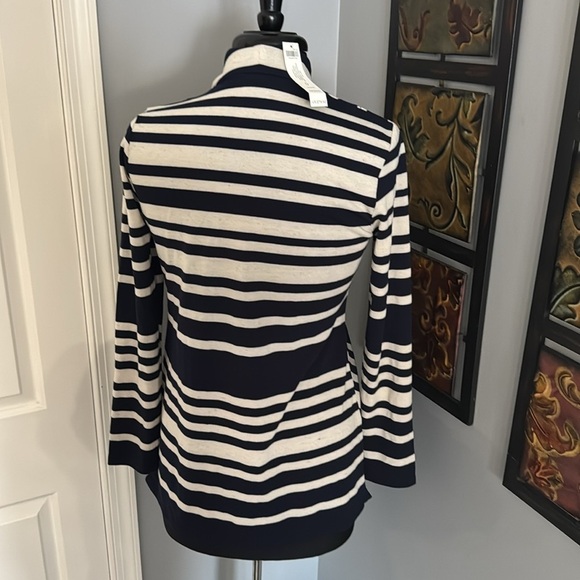 Chico’s NWT Woman’s Everyday Tie Drop Shoulder Striped Cardigan - Picture 7 of 13